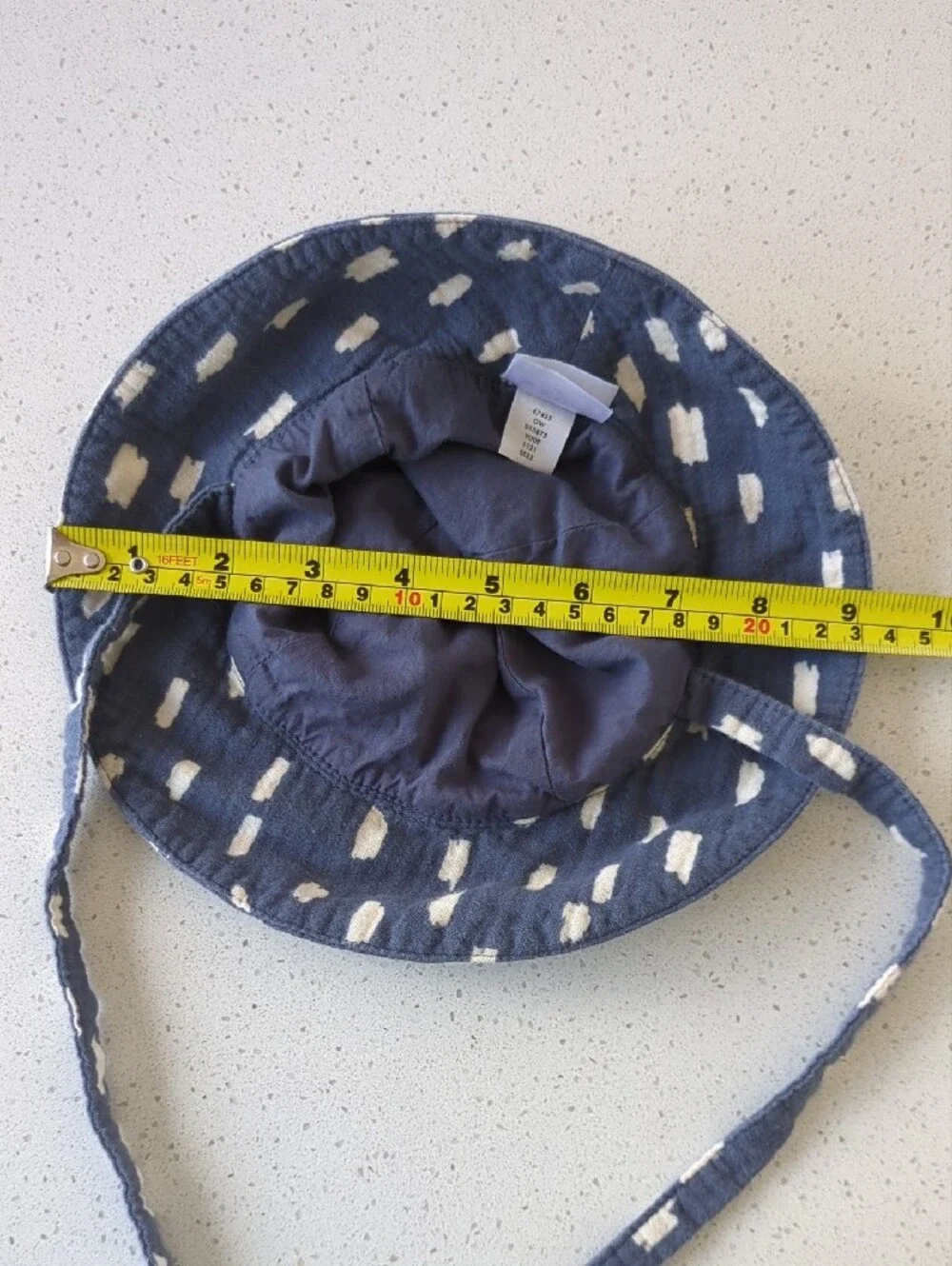 Hanna Andersson Navy Sun Hat with Cream Dot Print